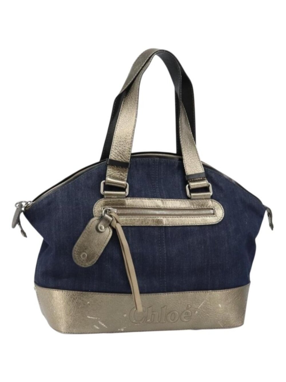 Chloe Tote Bag Denim Leather Blue